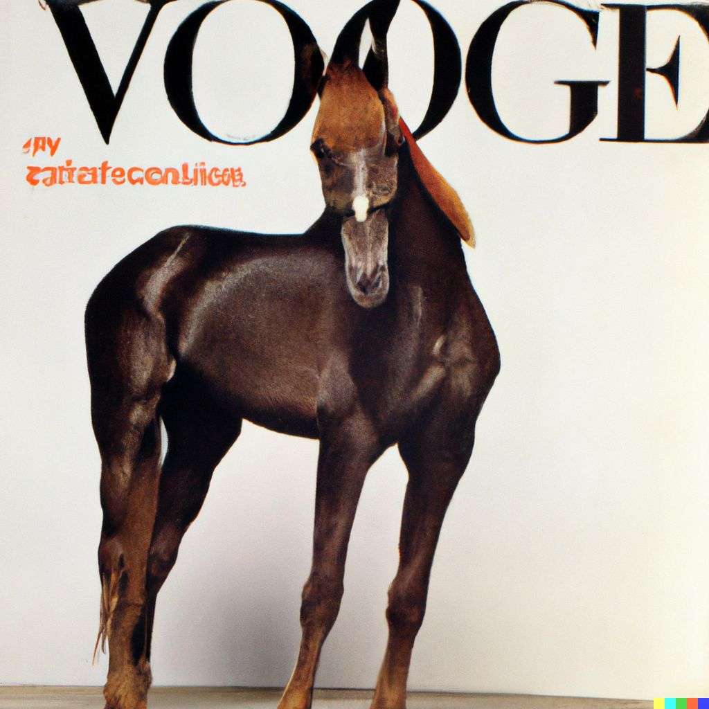 a horse, front cover of Vogue, 1980
